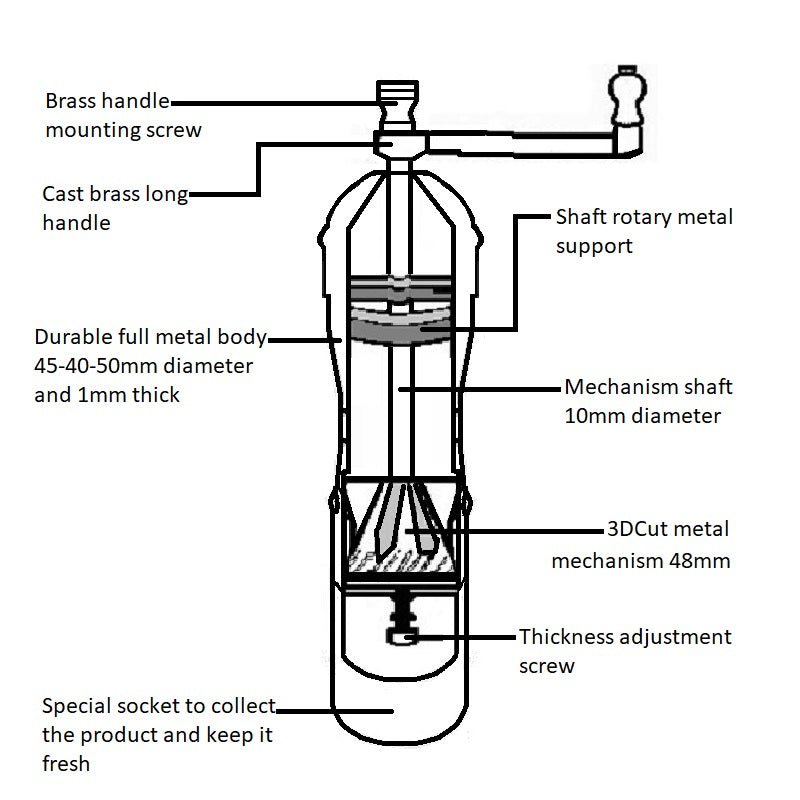 ''Athena Mill' messing kaffekværn - 21 cm' - Kaffekværne by Rune-Jakobsen Design