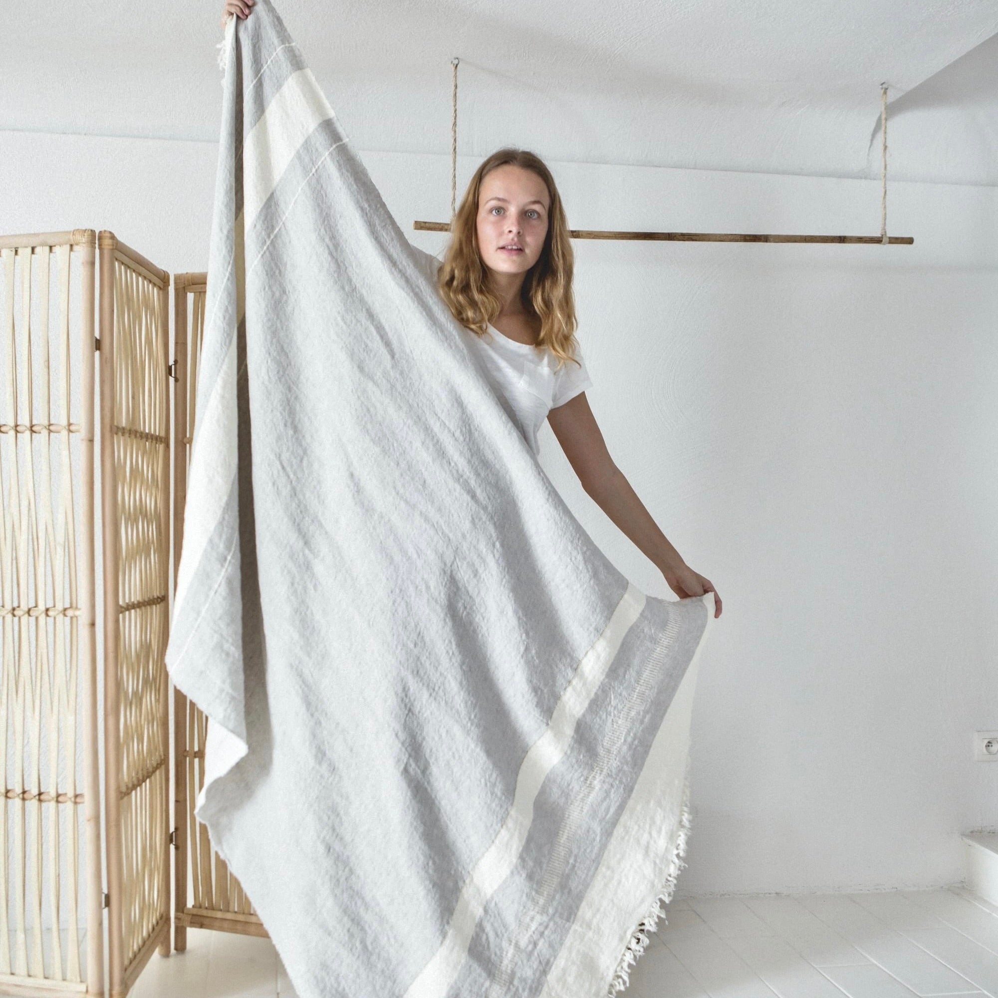 ''Gent Stripe' - hør 110X180cm' - Badehåndklæder by Rune-Jakobsen Design